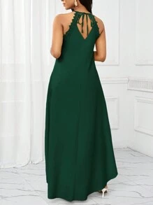 SHEIN Lady 节日连衣裙 夏季女士连衣裙 休闲长款吊带连衣裙 - 墨綠色 - 查看 2