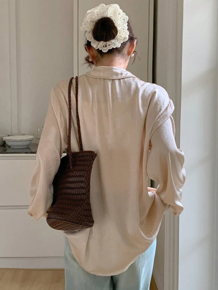 Women's Casual Solid Color Long Sleeve Blouse For Autumn