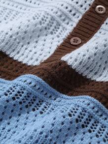 DAZY Summer Multicolor Patchwork Contrasting Knit Men Sweater - Multicolor - View 8