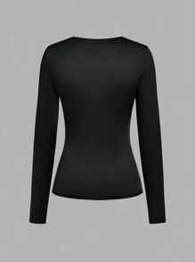 SHEIN Explorewe 3 件套青少年女孩百搭纯色修身长袖针织 T 恤，优雅休闲百搭搭配 - 彩色 - 查看 4