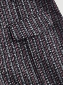 SHEIN MOD Women's Brown Tweed Cargo Pocket Wide Leg Pants, Long Trousers For Winter,Brown Pants,Women Dress Pants,Winter Women Pants - Black - View 4