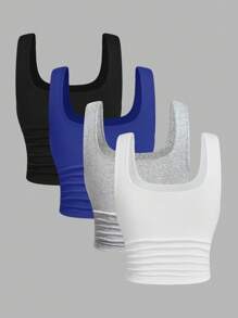 Muchica 4pcs Women Tight Fit Knitted Casual Camisole