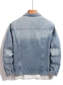 Manfinity Homme Men's Button Front Long Sleeve Pocket Casual Denim Jacket - Light Wash - View 2