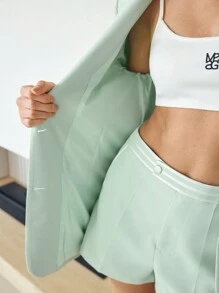 MOTF STUDIO 直筒结构单排扣西服 - 綠色 - 查看 8