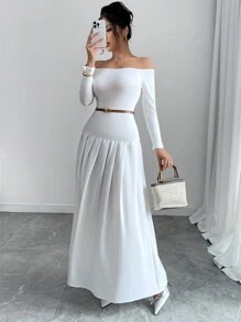 Chiquease Fashionable Sexy Romantic Off-The-Shoulder Long Sleeve Dress