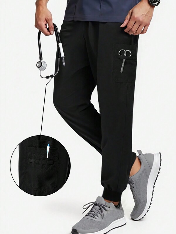 Manfinity Men's Solid Color Casual Pants, Simple And Fashionable For Daily Wear