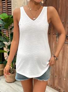 SHEIN Débardeur blanc simple et décontracté pour femme enceinte