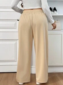 SHEIN Essnce Women Plus Size Loose Casual Gray Sweatpants, Wide Leg Tween Girl Pants