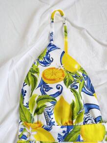 Soleia Váy ngắn in họa tiết quả chanh nhiều màu cho kỳ nghỉ mùa xuân của phụ nữ, trang phục ngày lễ tình nhân, trang phục mùa hè, váy sinh nhật - Nhiều màu - Xem 4