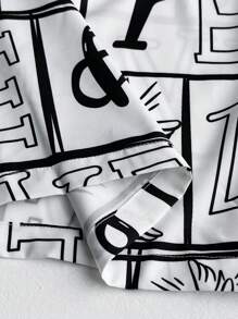 Maweii 2pcs Plus Size Front Tie Long Sleeve Allover Print Top And Long Pants Set - White - View 7