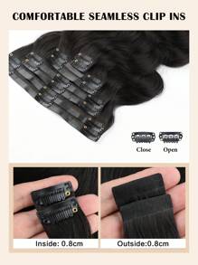 Seamless Clip Ins 8pcs With 18Clips Per Set Seamless PU Clip In Hair Extensions Real Human Hair Invisible PU Skin Weft Body Wave Clip Ins 100% Unprocessed Human Hair Extensions - SNatural - View 3