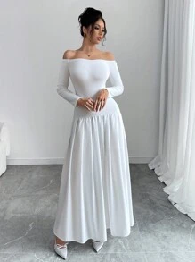Chiquease Fashionable Sexy Romantic Off-The-Shoulder Long Sleeve Dress