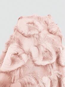 SHEIN Clasi Damen Herbst Mode einfarbige Bluse mit Fransensaum - Babypink - Übersicht 7
