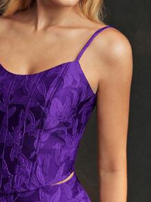 MOTF Soiréza FLORAL JACQUARD BONED CAMI TOP - Purple - View 2