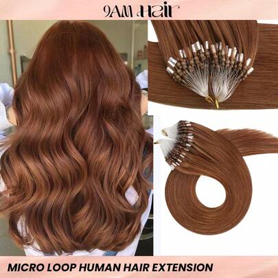50s Microlink Hair Extensions Human Hair 33# Copper Red Remy Micro Bead Hair Extensions Utral Smooth And Super Soft Micro Ring Hair Extensions For Woman Halloween Costumes