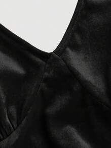 SHEIN MOD 女士黑天鹅抹胸露背中长连衣裙 - 黑色 - 查看 3