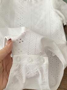 SHEIN 2 stuks/set babymeisje schattige gebreide romperset met korte mouwen