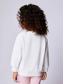 SHEIN Young Girls Casual Letter Print Reflective Loose Fit Long Sleeve Hoodie,Stylish Sporty Tops For Mom And Daughter,Autumn Birthday Gift,Spring Outfit - White - View 8