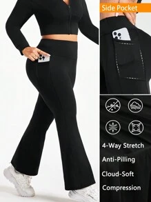 Plus Size Women Sports Casual Yoga Running Zip Half Placket Long Sleeve Top & Pants Fitness Workout Set Workout Women Set