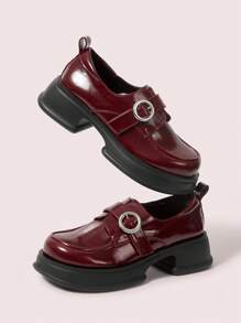 CUCCOO DOLLMOD 女士时尚百搭简约休闲厚底乐福鞋 - 酒紅色 - 查看 6