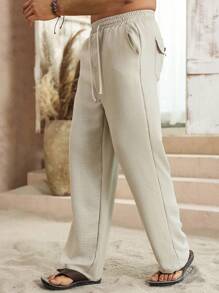 Manfinity RSRT Men's Solid Color Casual Pants, Minimalist Fashion Daily Wear