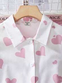 2pcs/Set Tween Girl Polka Dot Print Adjustable Strap Dress - Pink - View 4