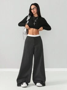 Coolane Damskie codzienne ubrania Streetwear Casualowe ubrania do biura Wyjściowe paski Patchwork Proste spodnie wizytowe