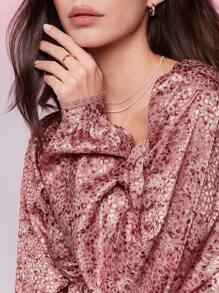 WESTFADE Floral Print Long Sleeve Peplum Top