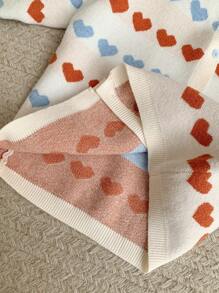 SHEIN Young Girls Loose Knit Heart Pattern Cardigan, White, Casual Spring/Summer - White - View 5