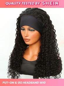 Deep Wave Headband Wig Human Hair Wigs With Head Band  Affordable Hair Replacement Headbands Wig Ready Wear To Go Daily Use Natural Black Color - Natural Black - View 3