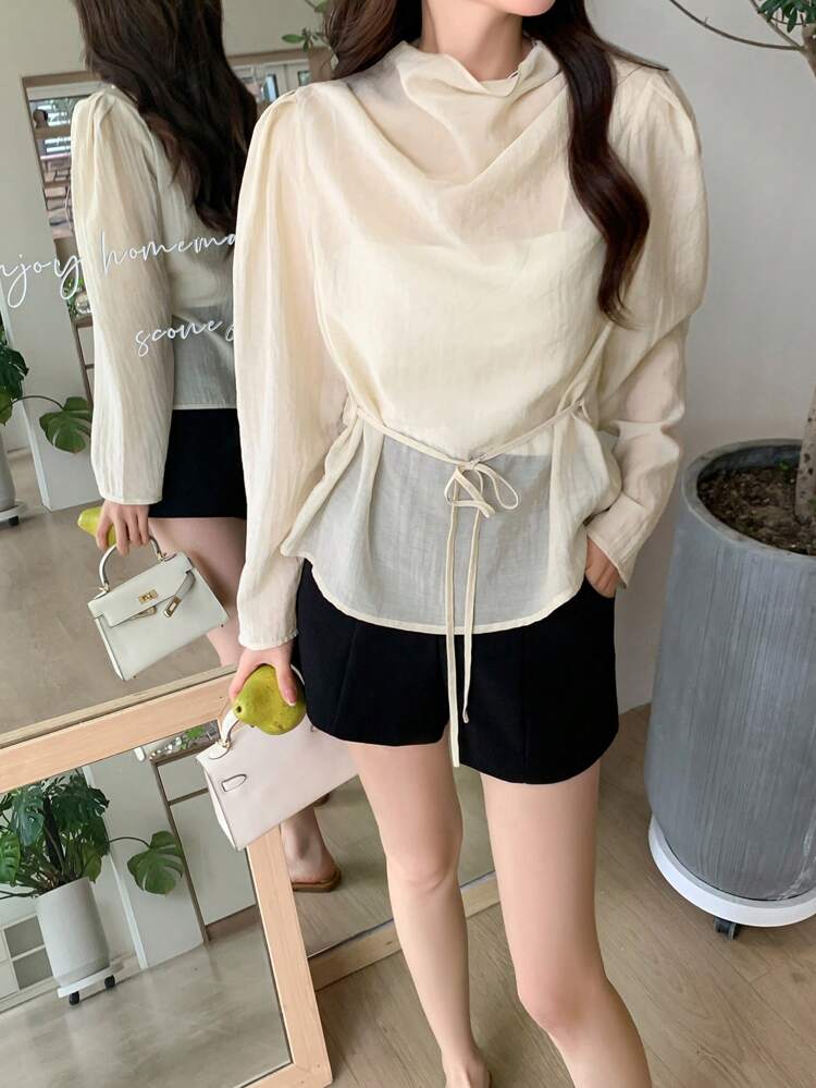 Women's Semi-High Collar Thin Casual Long Sleeve Shirt,Fall Women Clothes