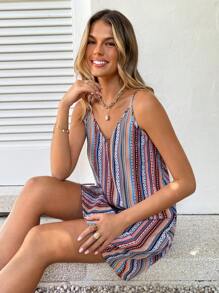 SHEIN VCAY Sweetheart Allover Geo Print Cami Dress