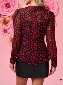 SHEIN Clasi Ruffled Elegant Lady Blouse, Minimalist Fashion Casual Everyday Wear,Valentines Clothes