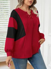 SHEIN LUNE Plus Size Decoratieve Casual Lange Mouw T-shirt Grafische T-shirts Dames Tops Voor Lente Outfit