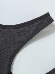 SHEIN Sports Top de tank de acanalado sólido para mujer, informal y para hacer ejercicio