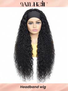 Water Wave Headband Wig Natural Black Color Wet and Wavy Brazilian Virgin Human Hair Machine Made Wig 150% Density 22-28 inches - SNatural - View 1