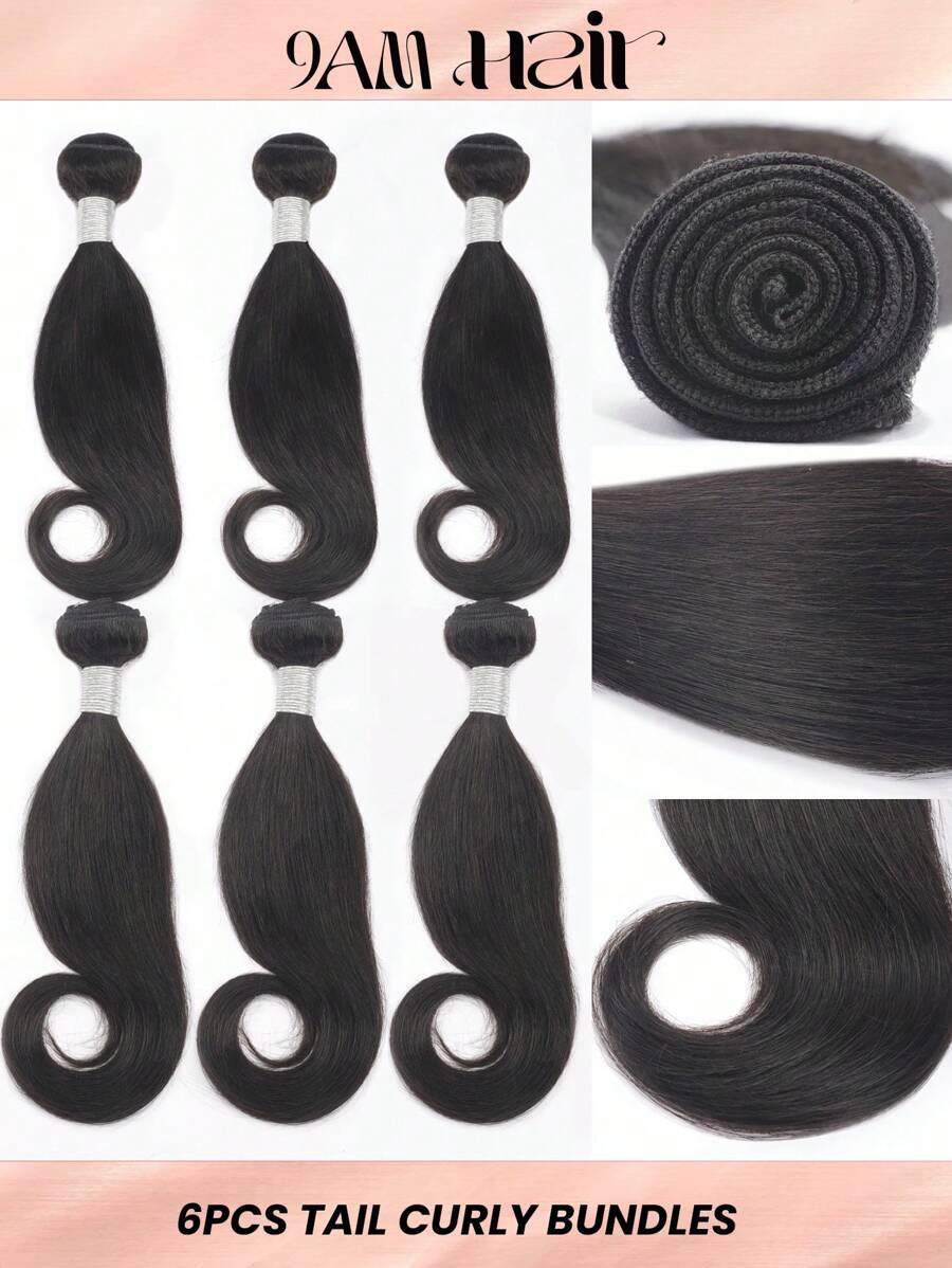 6 Pcs Octopus Tail Curly Bundles Natural Black Virgin Human Hair Bundles 8-14 Inch Natural Weave Bundles Weft Hair Extension Cheap For Women