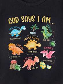 SHEIN Baby Boys' Casual Creative Cartoon Animal & Letter Print Short Sleeve T-Shirt, Fashion Basics