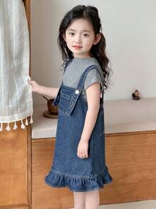 DAZY Girls Denim Jumper Dress, Young Girl Fall Clothing