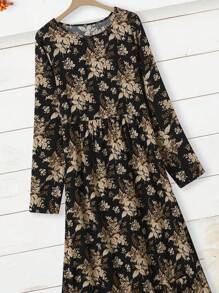 EMERY ROSE Women Crew Neck Long Sleeve All-Over Floral Print Casual Long Spring Dress - Multicolor - View 5
