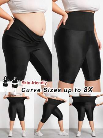 SHEIN CURVE+ Plus Size Shaping High-Waisted Shapewear Carpi Legging Full Body Shaper Butt Lifter-Tummy Waist Thigh Control