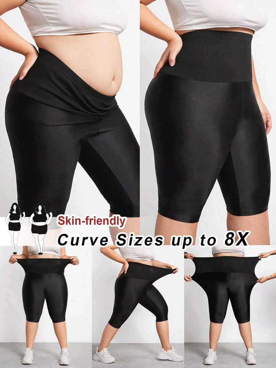 SHEIN CURVE+ 加大码高腰塑身衣 Carpi 紧身裤全身塑身提臀收腹束腰大腿塑身 - 黑色 - 查看 1