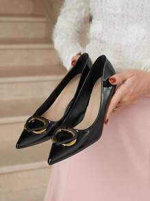 CUCCOO CHICEST Pointed Toe High Heel Shoes With Rhinestone Bowknot Decor For Women For Christmas And New Year Holiday Vibe Fall And Winter - Black - View 2