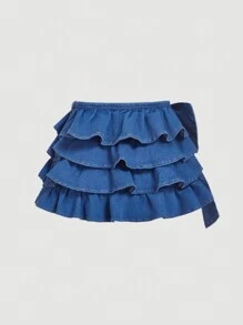 SHEIN MOD Women's Short Denim Skirt With Side Bow Decor