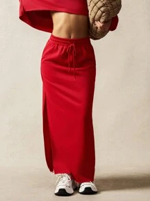 VARSITIE Side Split Lace-Up Straight Sports Skirt