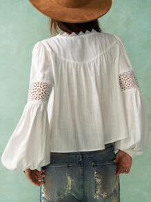 Bohemela Boho Vacation Casual Embroidery V-Neck Women Shirt
