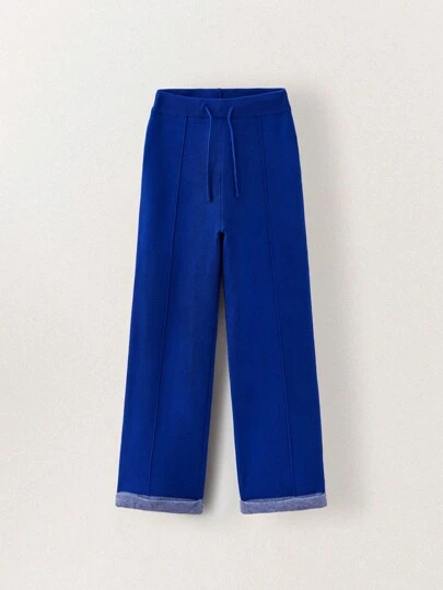 SHEIN Tween Boy Casual Solid Color Drawstring Waist Knitted Pants, Autumn/Winter
