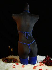 SpicyHot Quần lót liền thân khoét lỗ màu xanh huỳnh quang gợi cảm cho nữ khi đi chơi - Xanh đậm - Xem 2