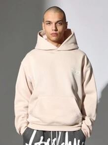 SUMWON Streetwear Pullover Hoodie With Oversized Fit Unisex Urban Style Kangaroo Pocket Athletic Casual Wear Winter Essential Loungewear Athleisure Sports Fashion - Apricot - View 2