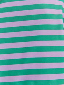 SHEIN Leap Crew Young Girls Colorblock Striped Ruffled Crew Neck Long Sleeve Sweatshirts, Fashionable & Cute Style For Autumn/Winter - Blue - View 7